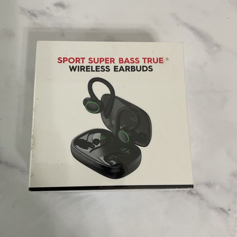 Sport Super Bass True Wireless Stereo Earbuds, Black ~ NEW